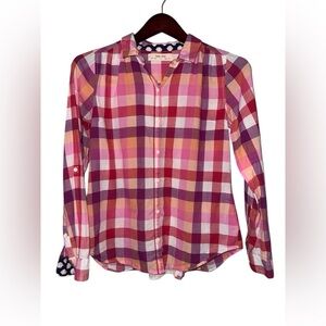 Isabella Sinclair Plaid Button Down Shirt Pink Red Purple Size Small